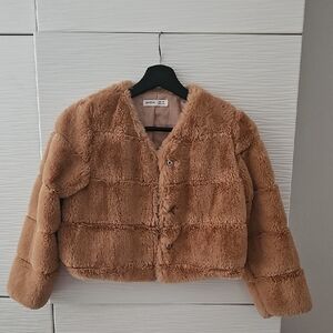 SHEIN Plush Tan Faux Fur Jacket